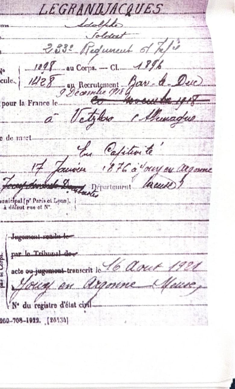 Fiche « Mort pour la France »