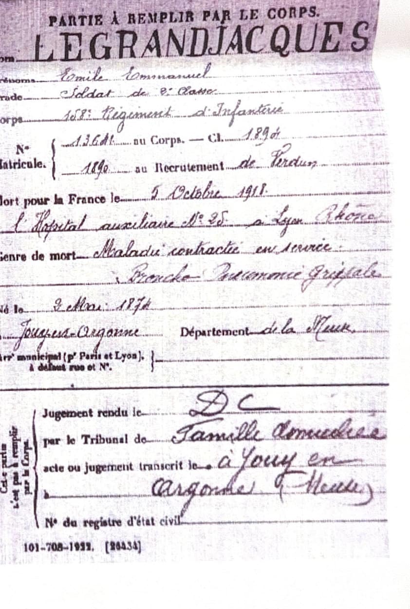Fiche « Mort pour la France »