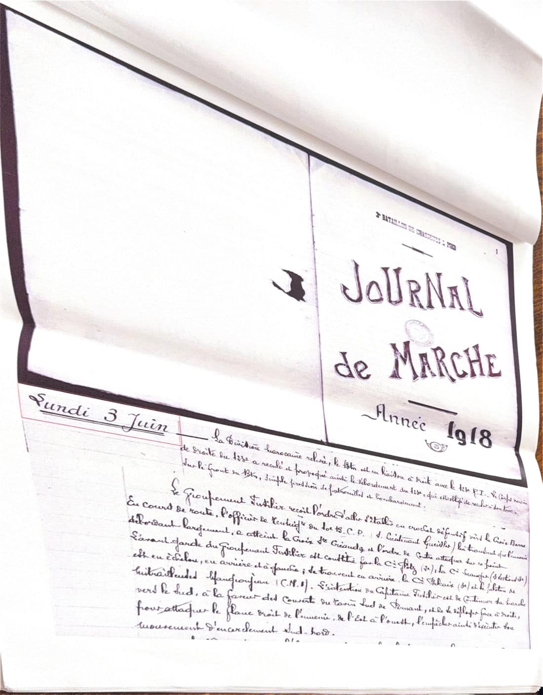 Page 3 — Journal de marche du 3e BCP, juin 1918