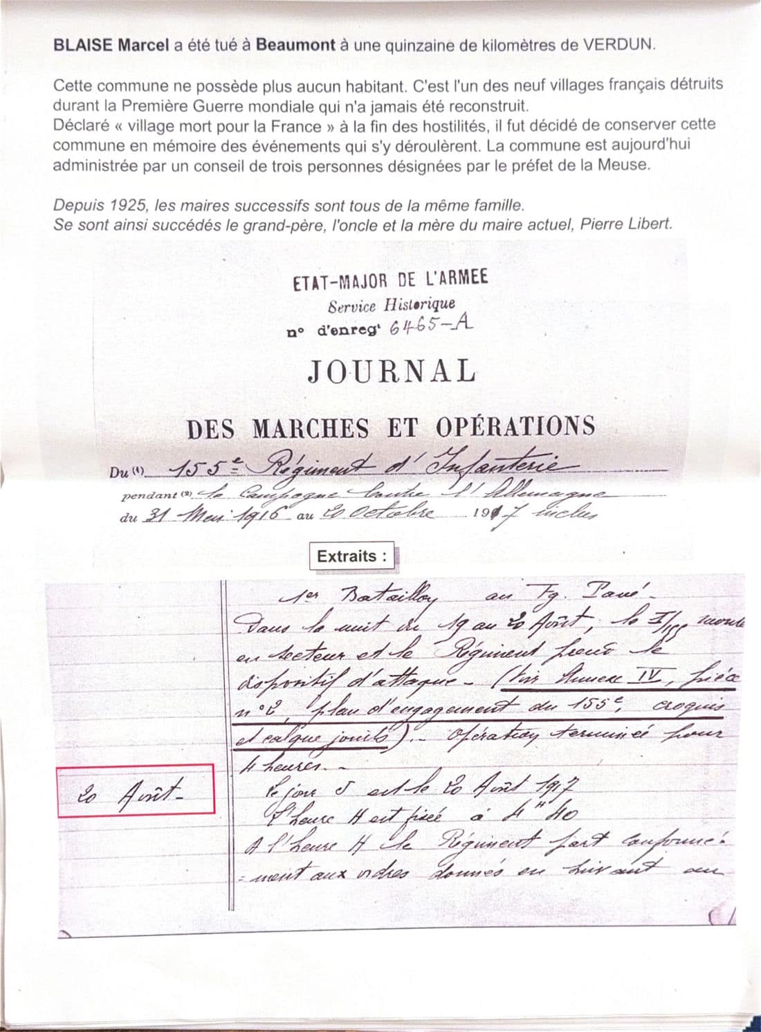 Page 4 — Beaumont et le journal du 155e RI